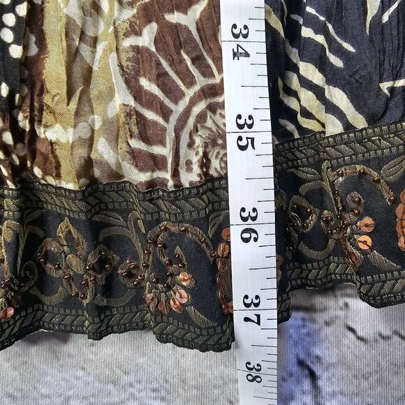 Vintage Chico's 100% Silk Shell Tribal African Print Pleated Maxi Skirt Size XS? - Picture 9 of 9